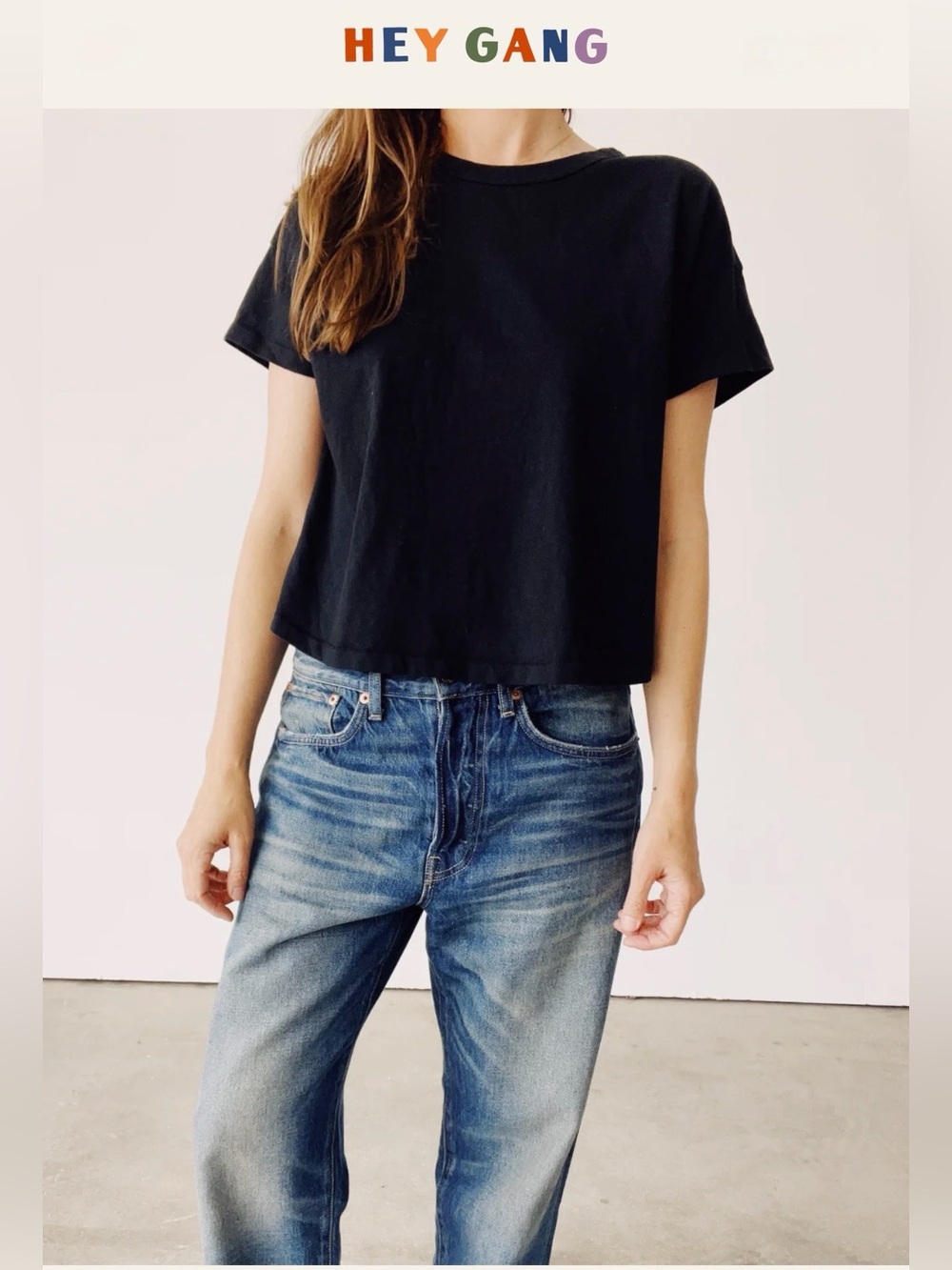 Hey Gang - 3pk Boxy Tee Women's (Gray, Natural, Black) Short Sleeve Tee Size 0 - Picture 4 of 5